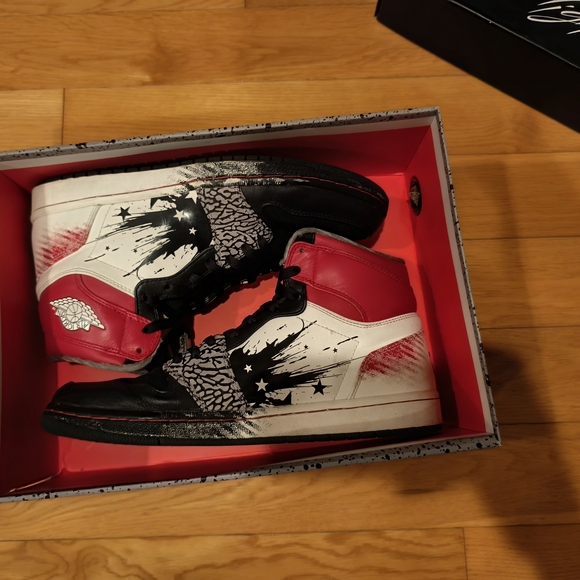 Jordan High-Top Sneakers - Black, White, and Red